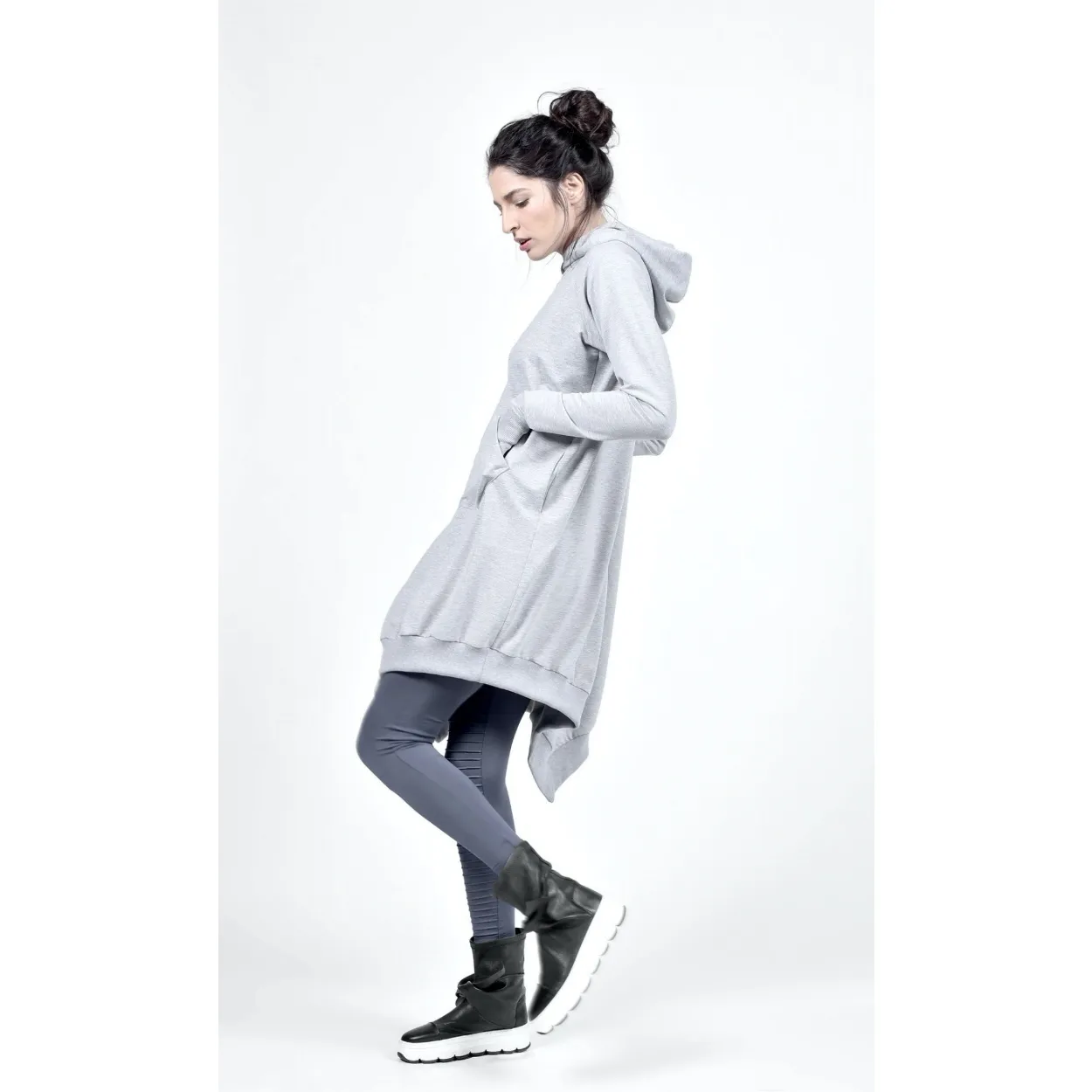 Aakasha  |Unisex Long Sleeves Plain Cotton Long Handmade Asymmetry