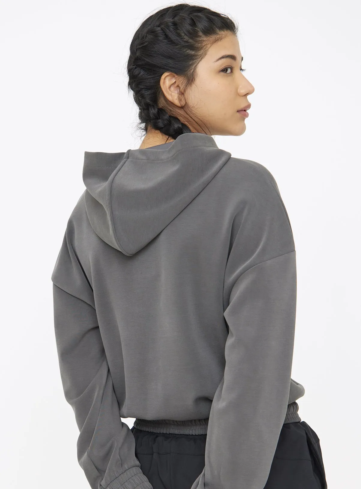 Active Grey Peached Scuba Cropped Hoodie XL - Shop Hoodies & Sweatshirts at Tu