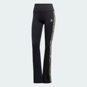 Adidas women's flared pants with leopard print and iconic 3-stripes