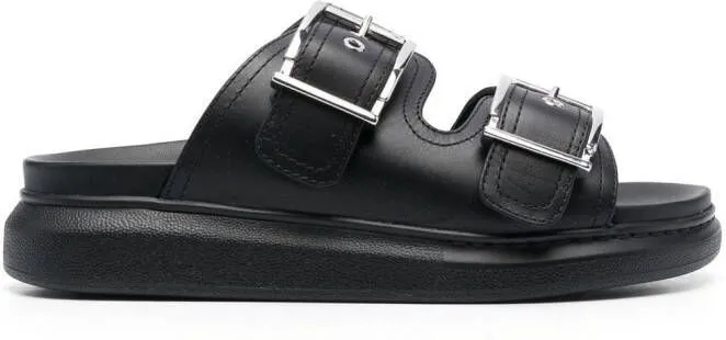 Alexander McQueen Double-strap Flat Sandals Black