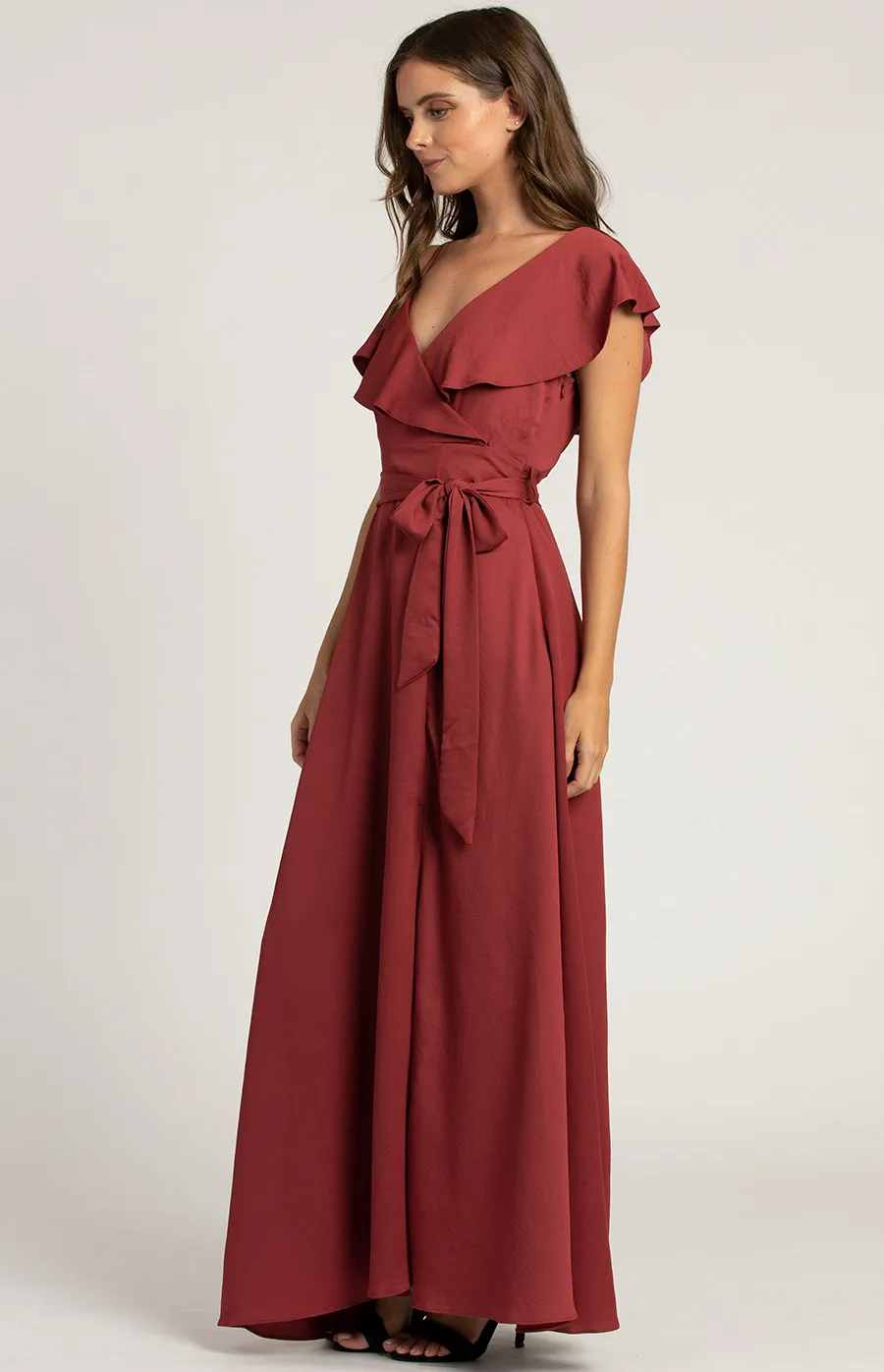 Asymmetric Shoulder Maxi Dress with Belt