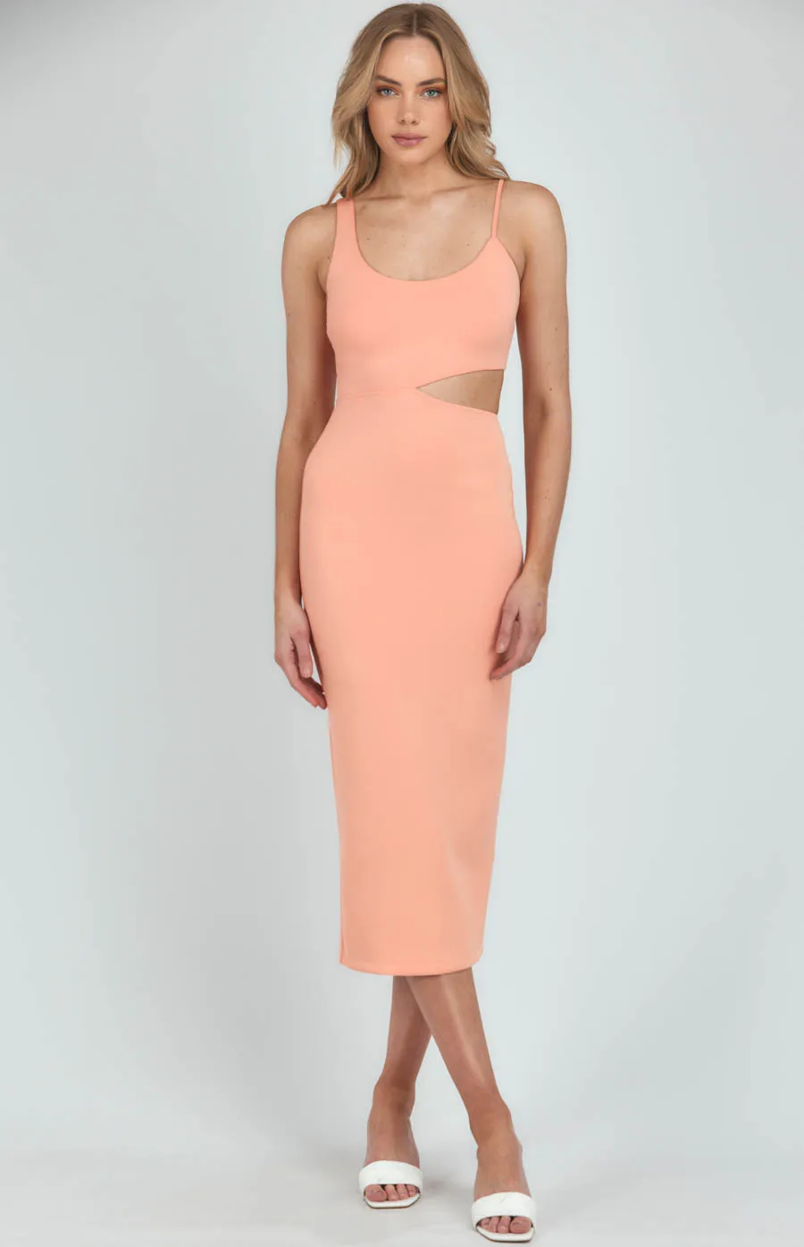 Asymmetrical Neckline Bodycon Dress with Cutout Detail SDR1092A