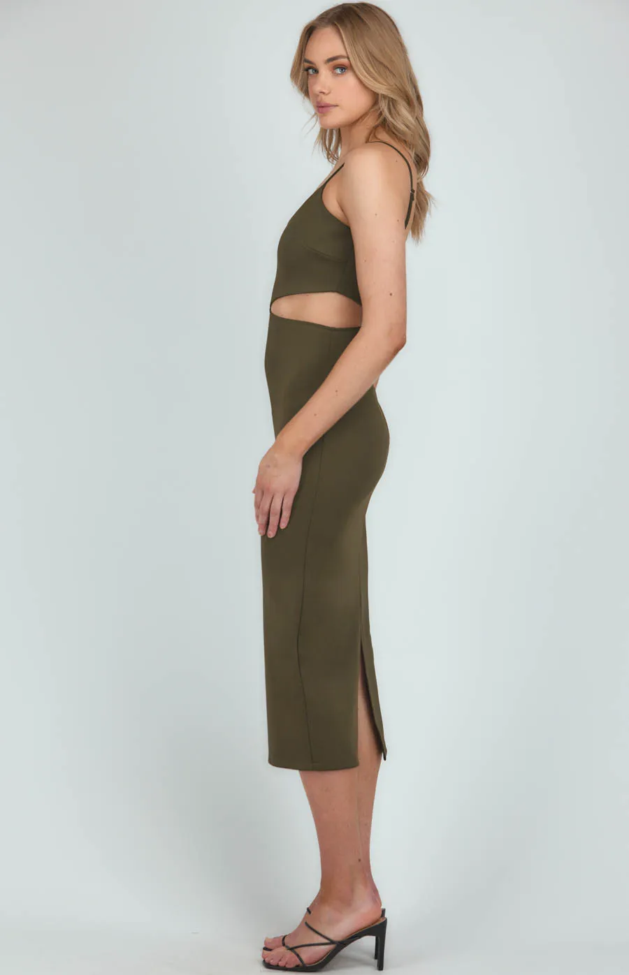 Asymmetrical Neckline Bodycon Dress with Cutout Detail SDR1092A