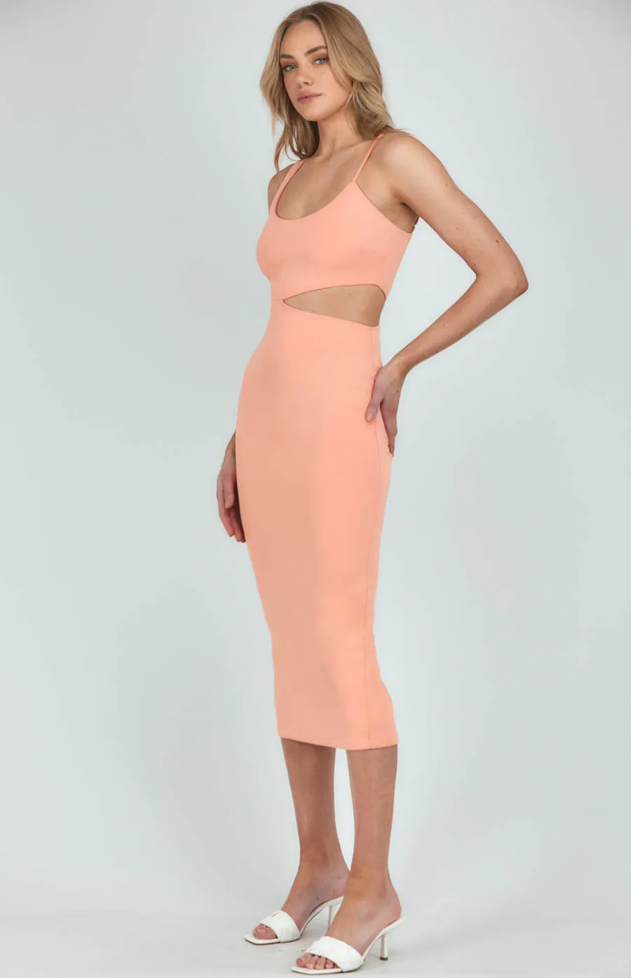 Asymmetrical Neckline Bodycon Dress with Cutout Detail SDR1092A