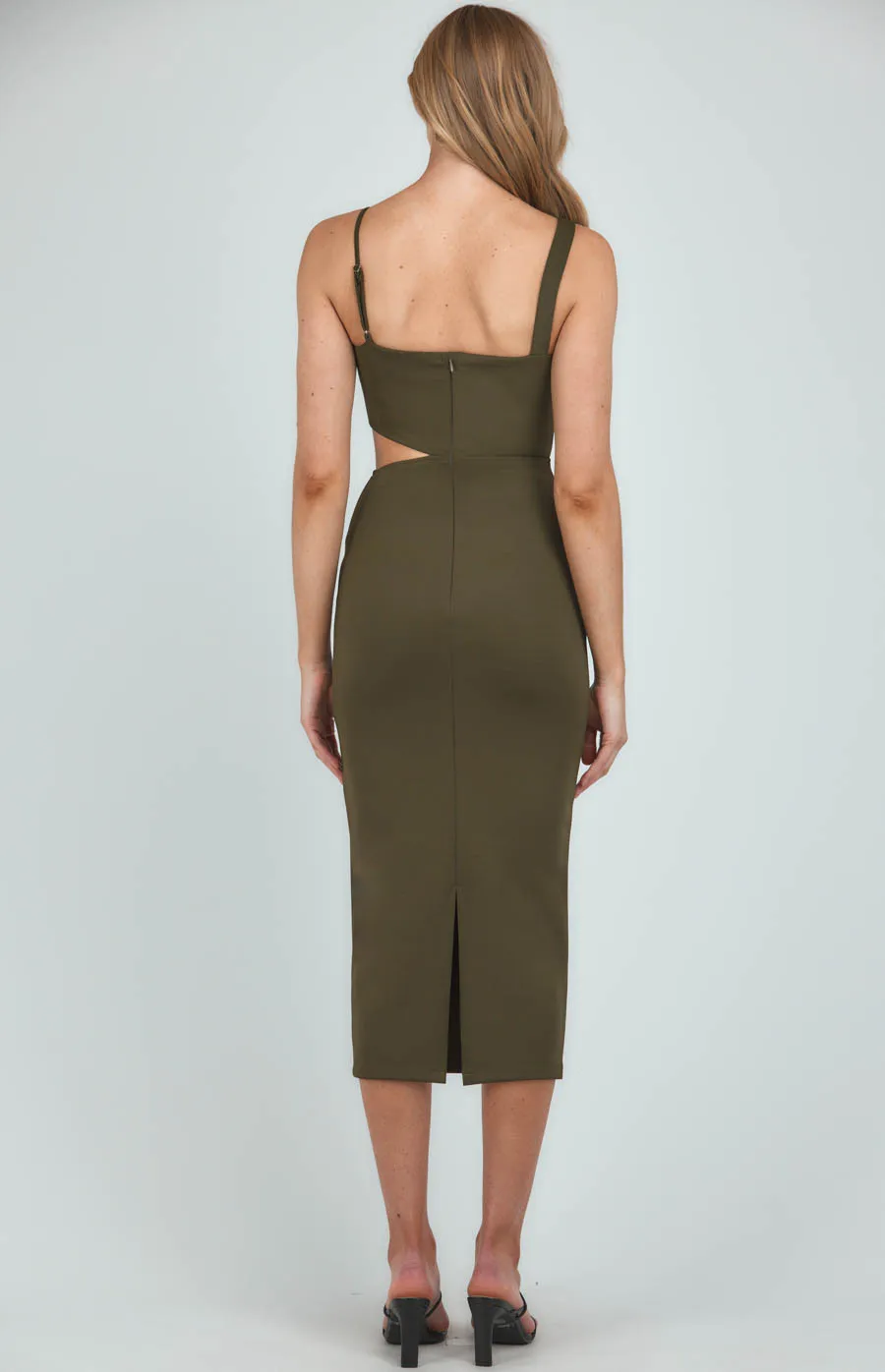 Asymmetrical Neckline Bodycon Dress with Cutout Detail SDR1092A