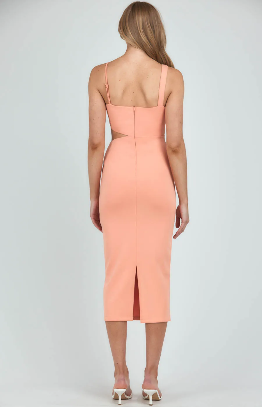 Asymmetrical Neckline Bodycon Dress with Cutout Detail SDR1092A