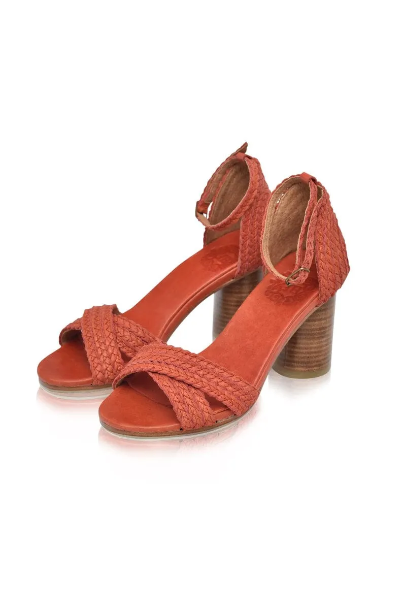 Vintage Red Bahamas Block Heel Sandals.