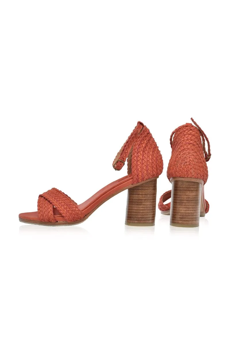 Vintage Red Bahamas Block Heel Sandals.