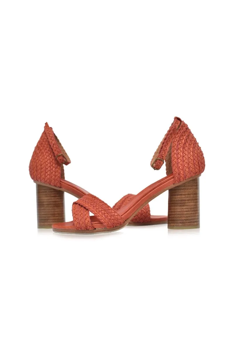 Vintage Red Bahamas Block Heel Sandals.