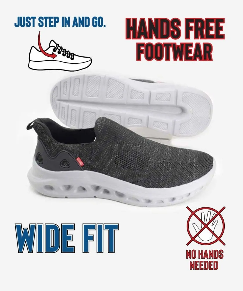 Big Mens Black Knitted Top Hands Free Shoes