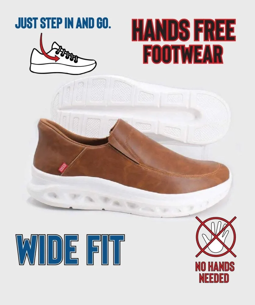 Big Mens Dark Tan Easy Hands Free Shoes