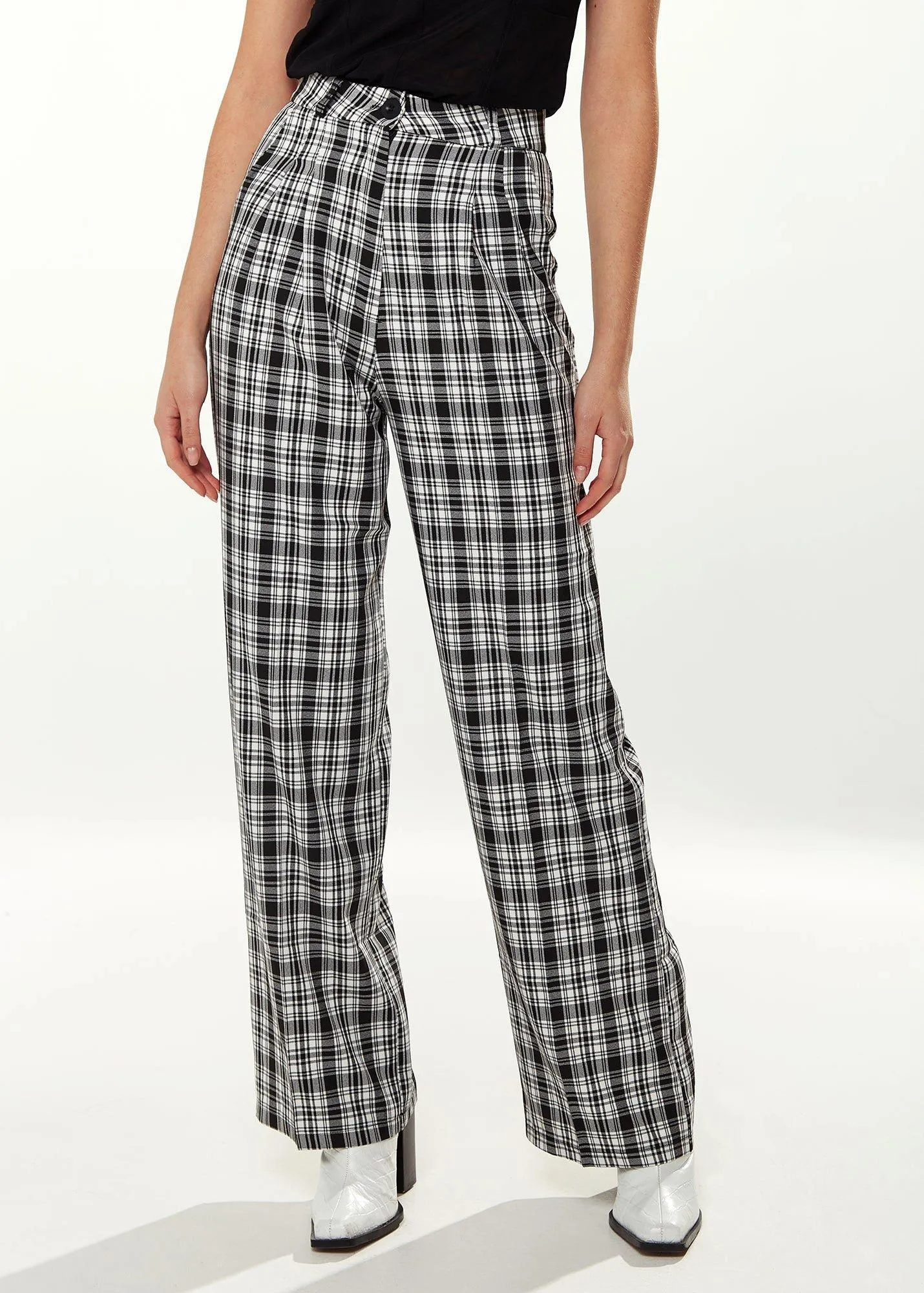 Black & White Checked Trousers