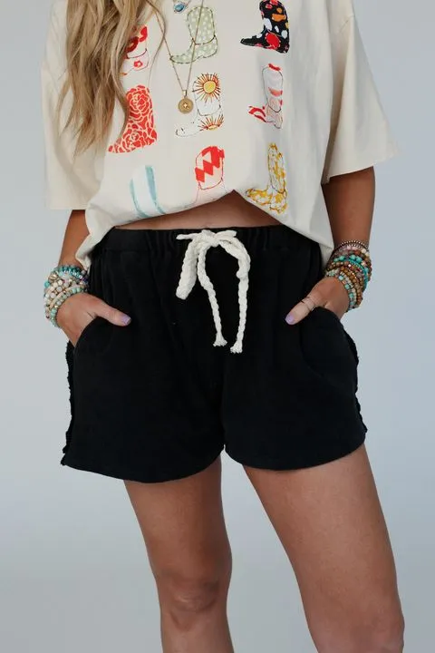 Black Comfy Cooldown Shorts