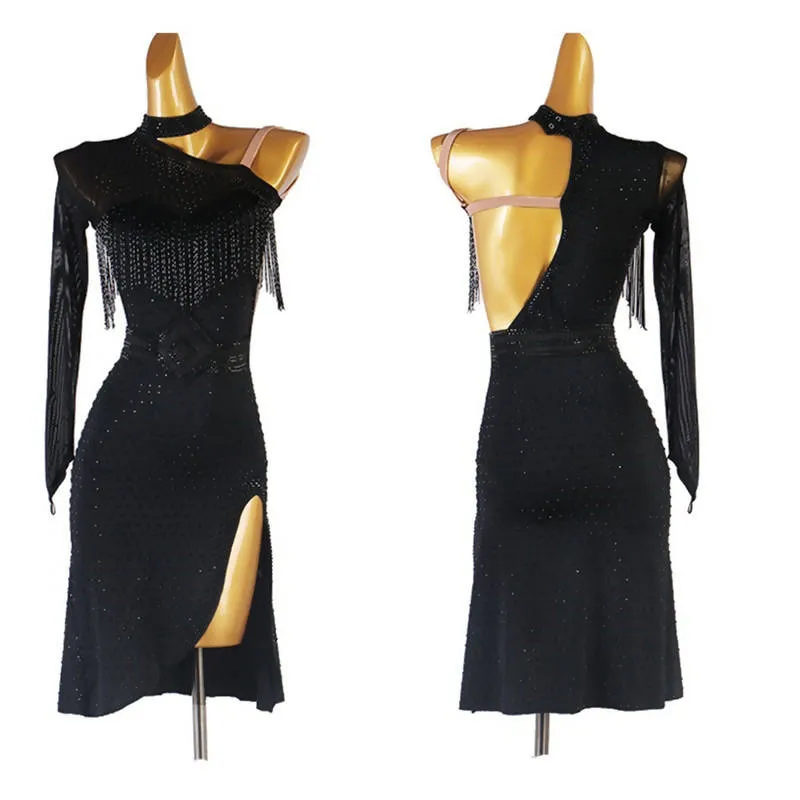 Black Dance Dress with Intricate Appeal - LQ262