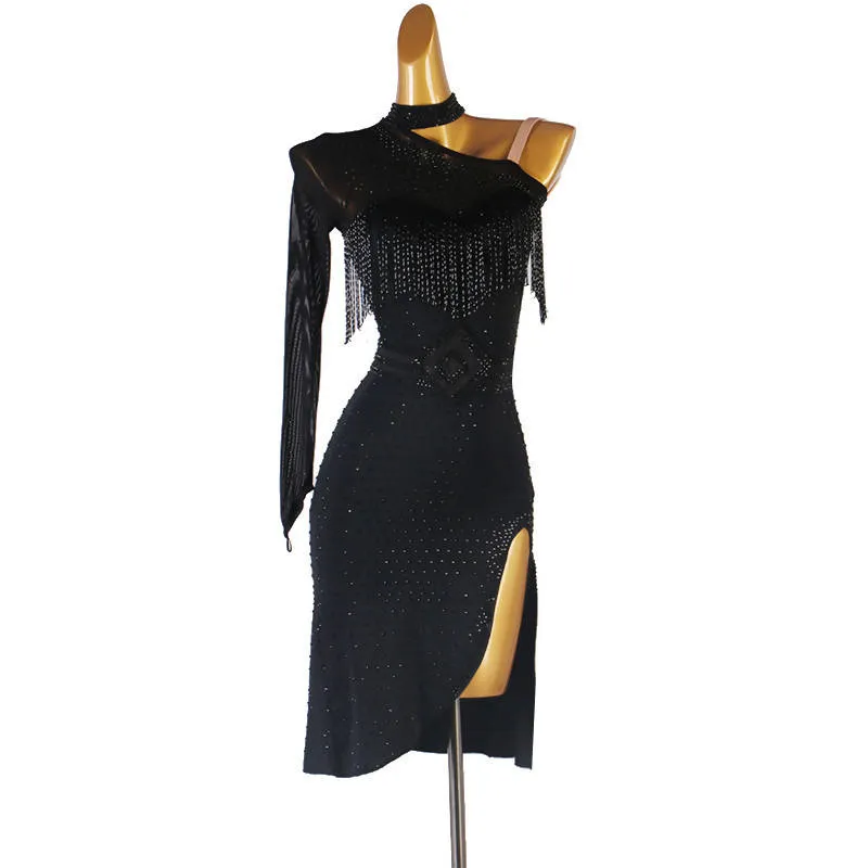 Black Dance Dress with Intricate Appeal - LQ262