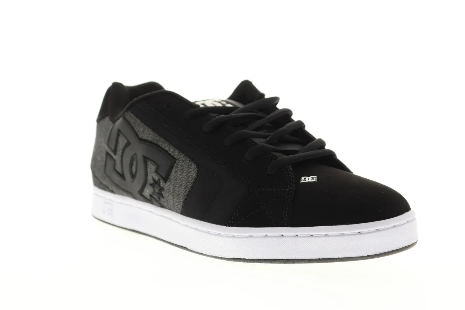 Black Leather Low Top Lace Up Skate Sneakers Shoes for Men - DC Net SE 302297