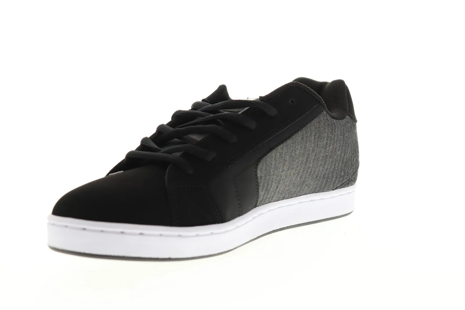 Black Leather Low Top Lace Up Skate Sneakers Shoes for Men - DC Net SE 302297