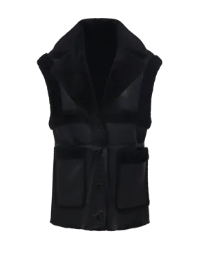 Black Polyester Gilet Coat for Women by UrbanCode