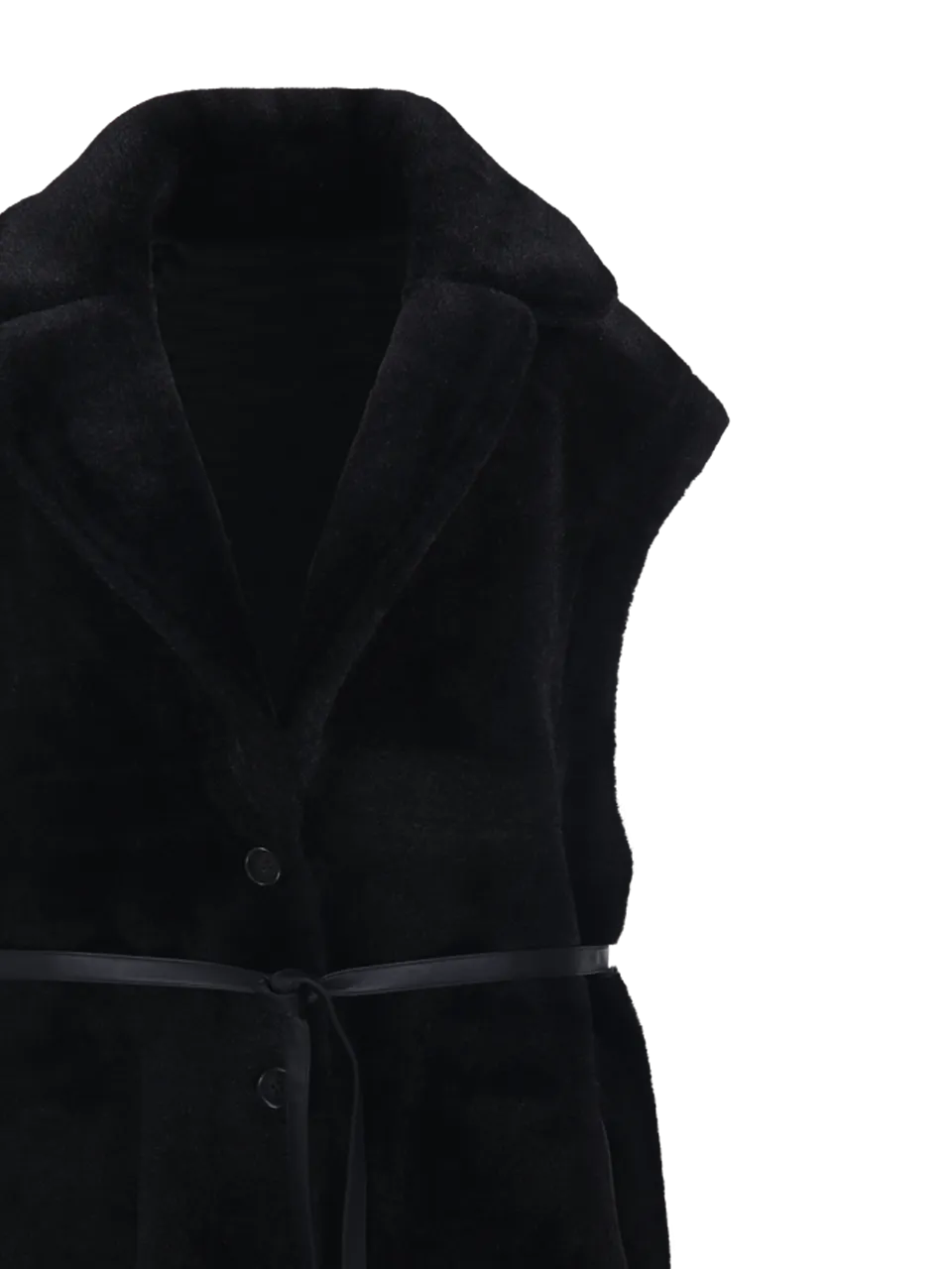 Black Polyester Gilet Coat for Women by UrbanCode