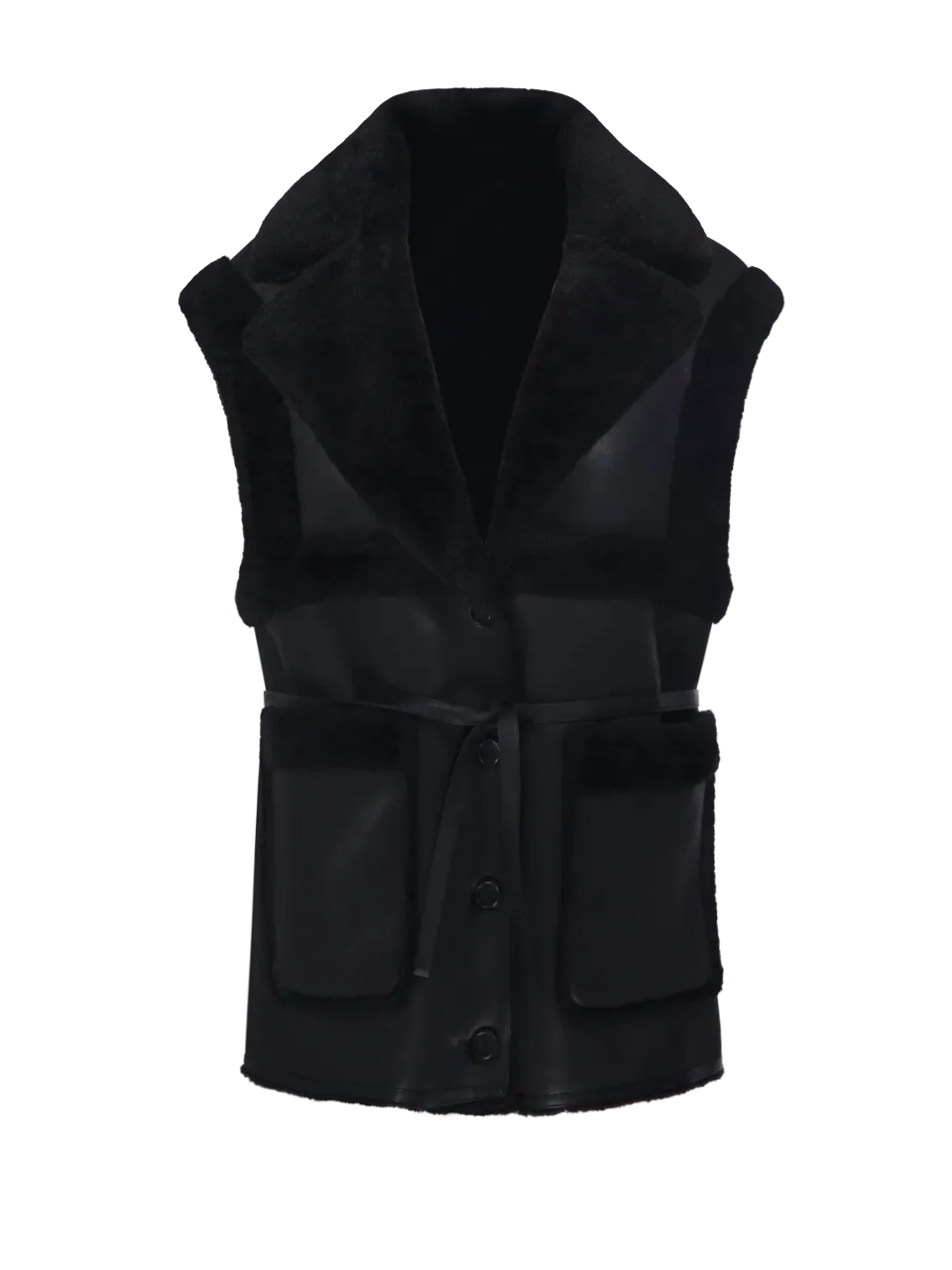 Black Polyester Gilet Coat for Women by UrbanCode