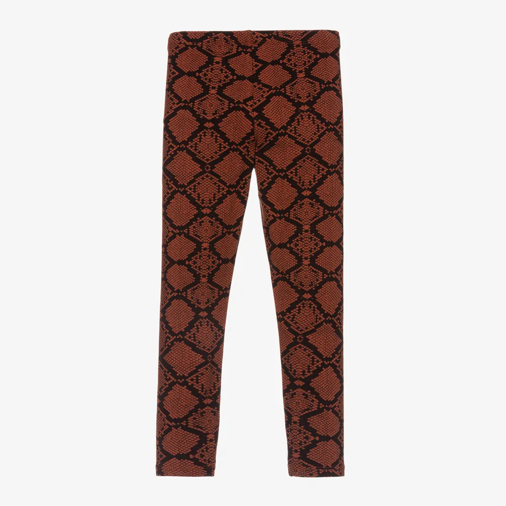 Brown Snake Print Leggings for Girls