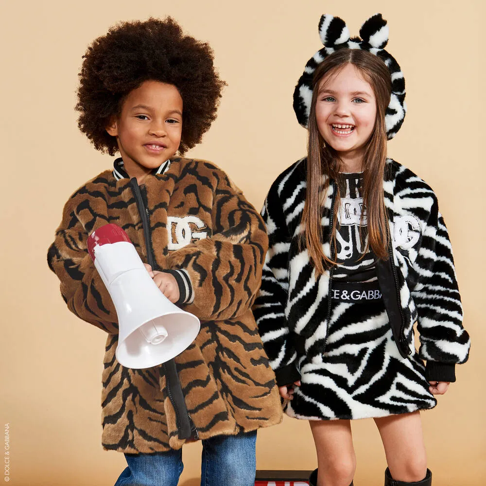 Brown Tiger Print Coat for Girls