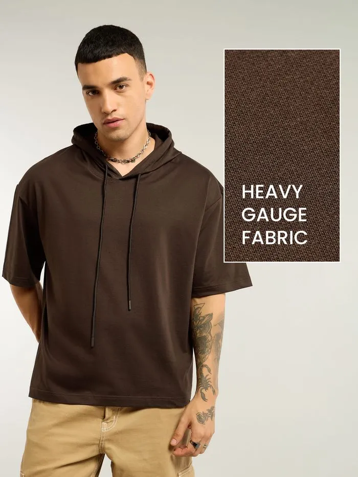 Buy Brown Hooded Oversized T-Shirt Online in India -Beyoung