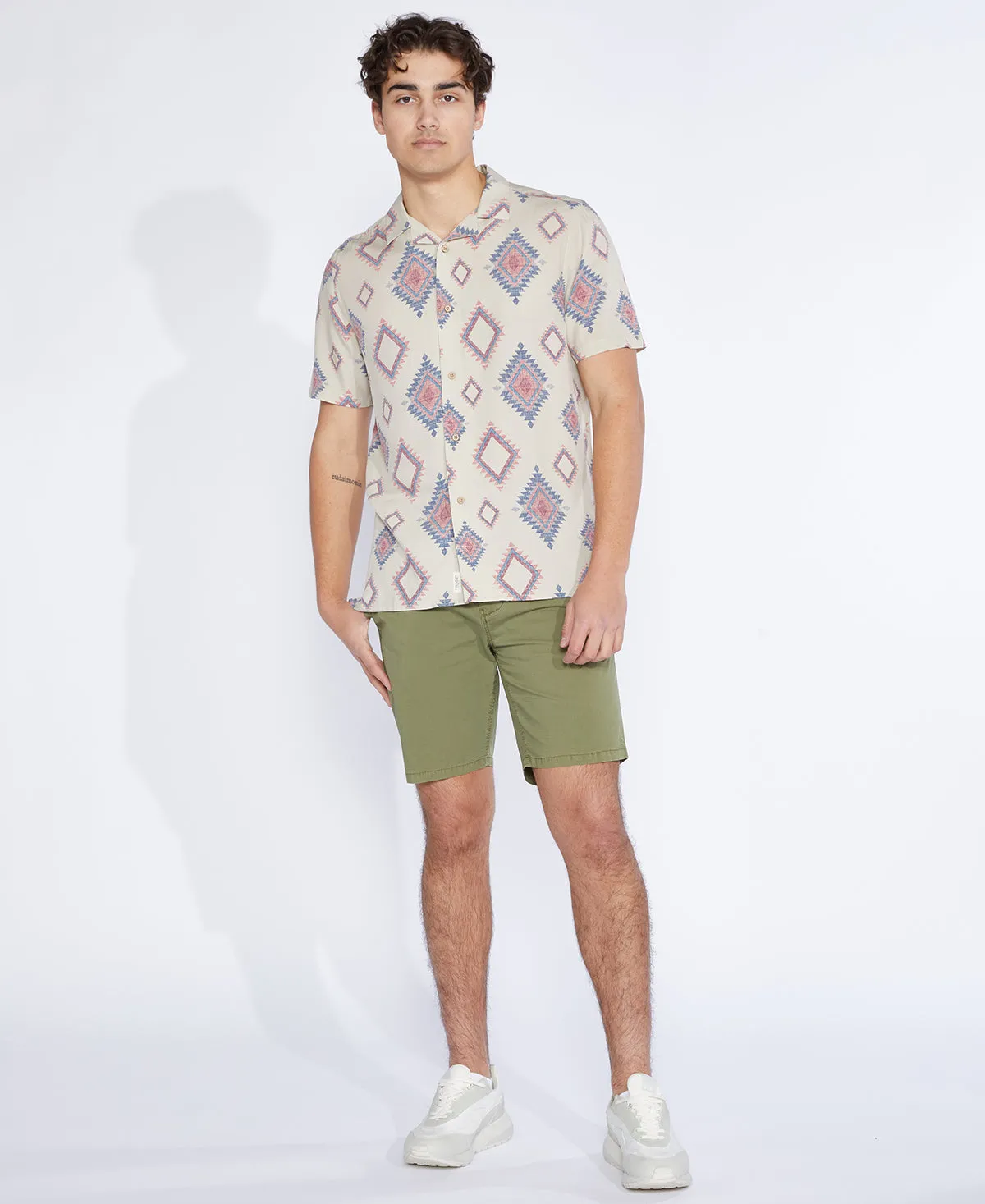 Campus Light Olive Ripstop Shorts Stretch Material