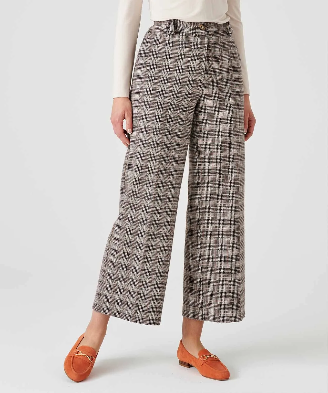 checkered knit cropped trousers