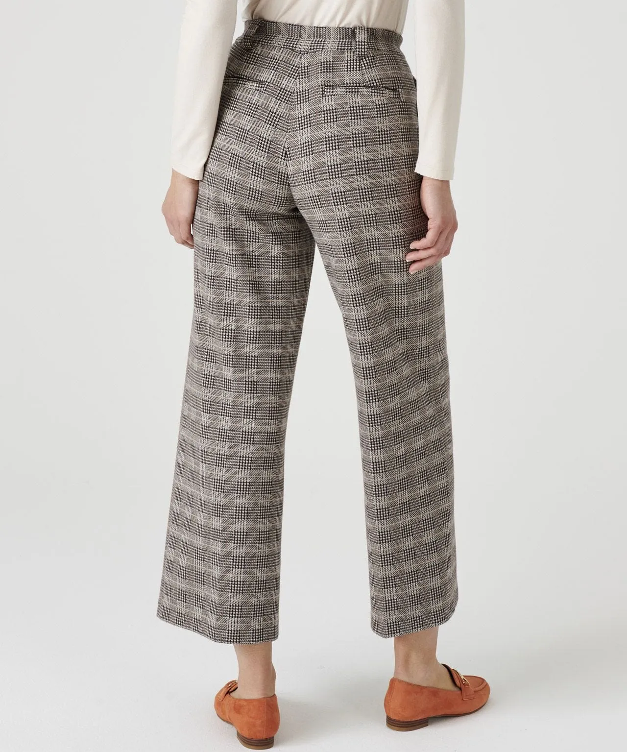 checkered knit cropped trousers