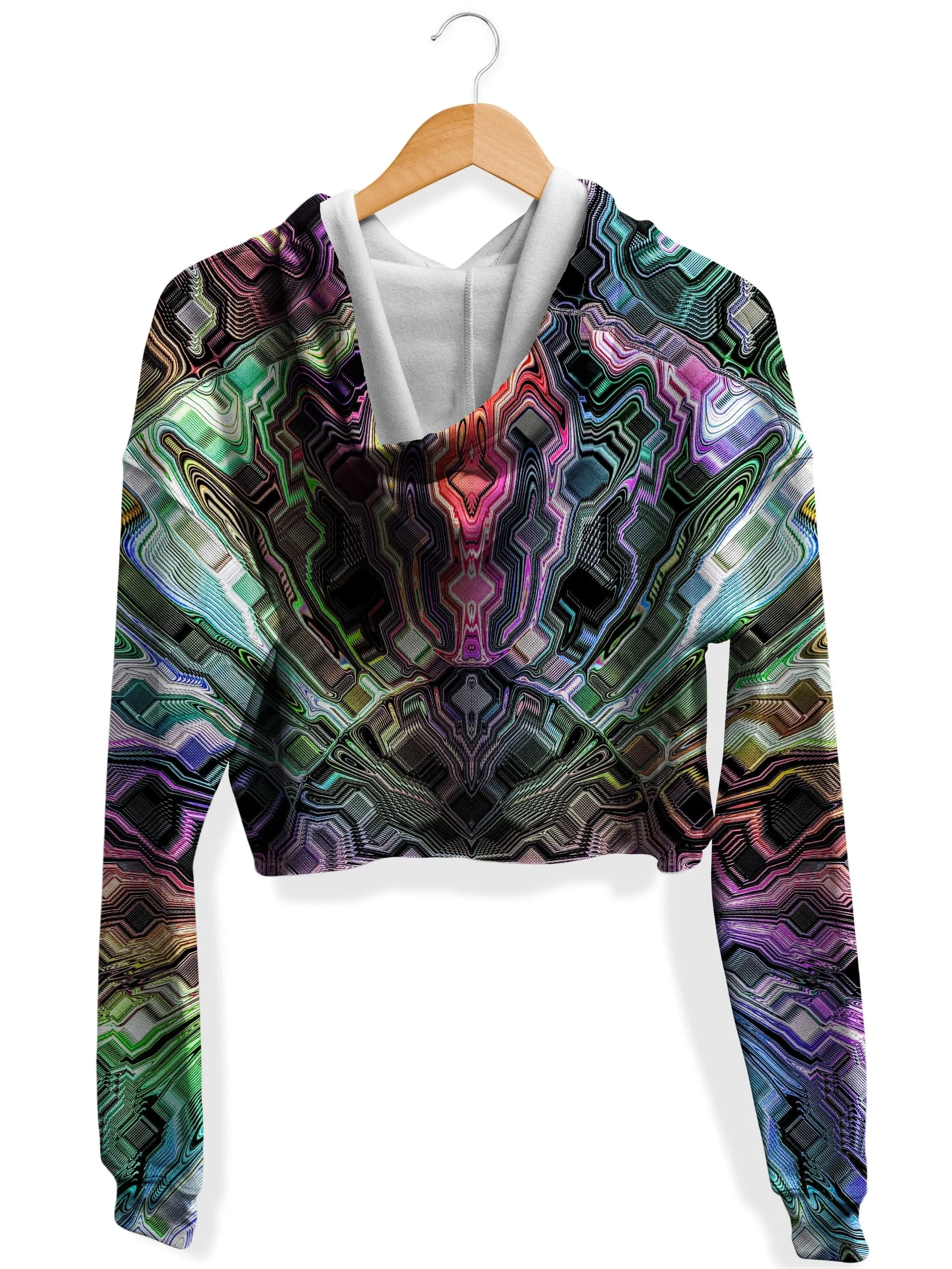 Clearance Holographic Storm Fleece Crop Hoodie