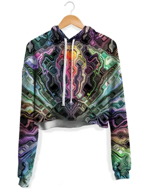 Clearance Holographic Storm Fleece Crop Hoodie