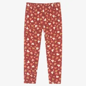 Cotton Leggings in Pink Heart Print