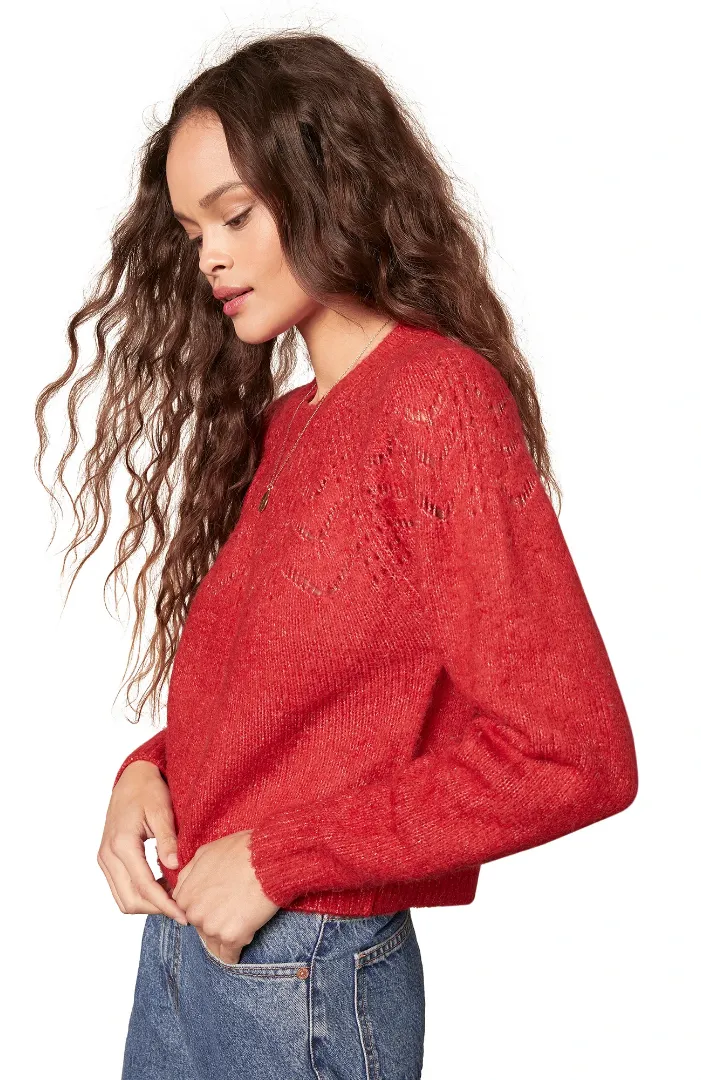 Red Knit Sweater with Spider Web Design