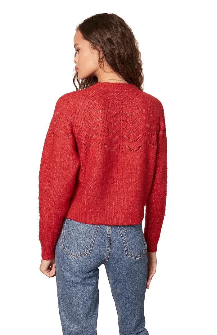 Red Knit Sweater with Spider Web Design