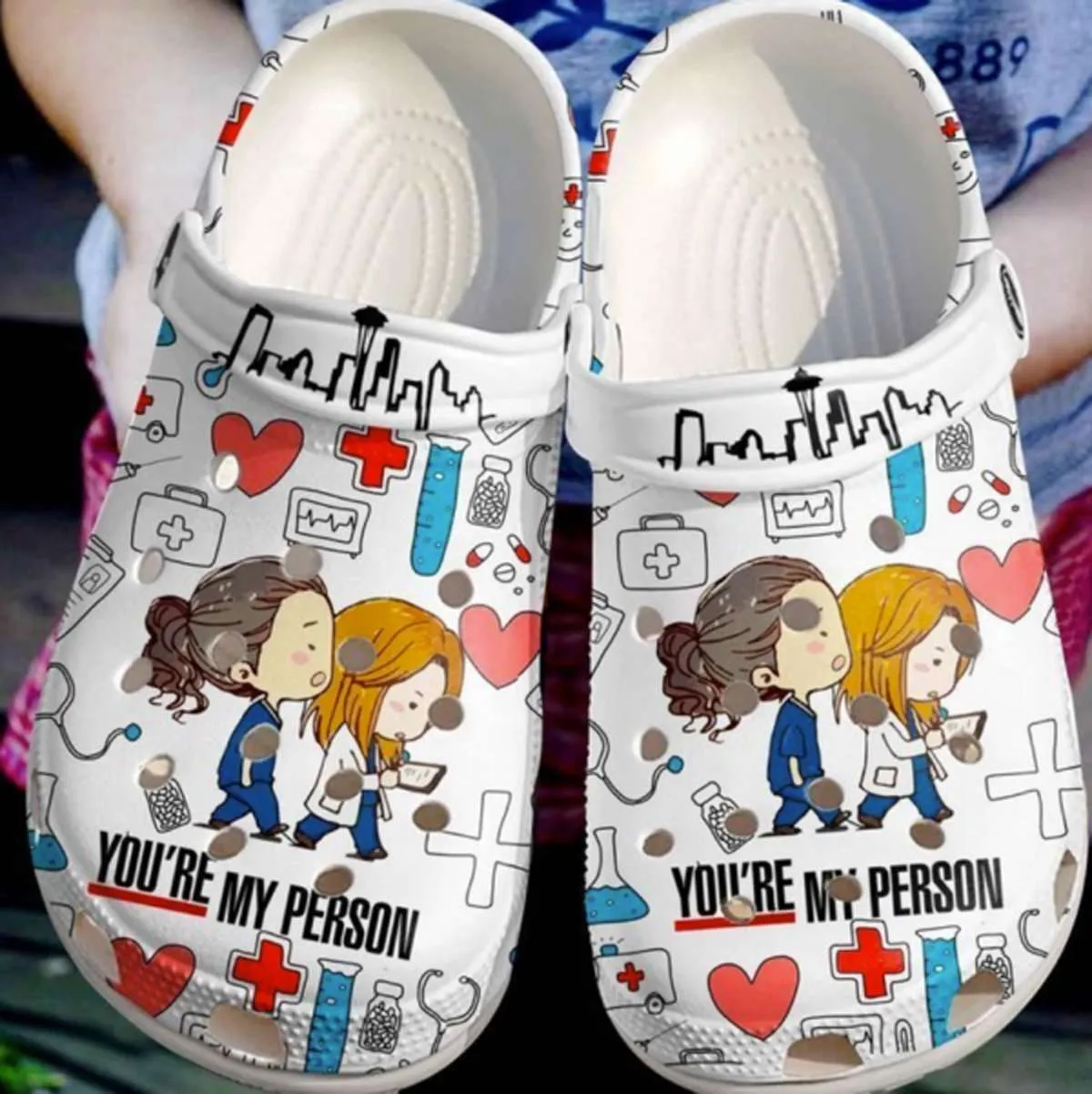 Cute Nurse Cartoon You Are My Person Greys Anatomy Crocs Clog Shoes