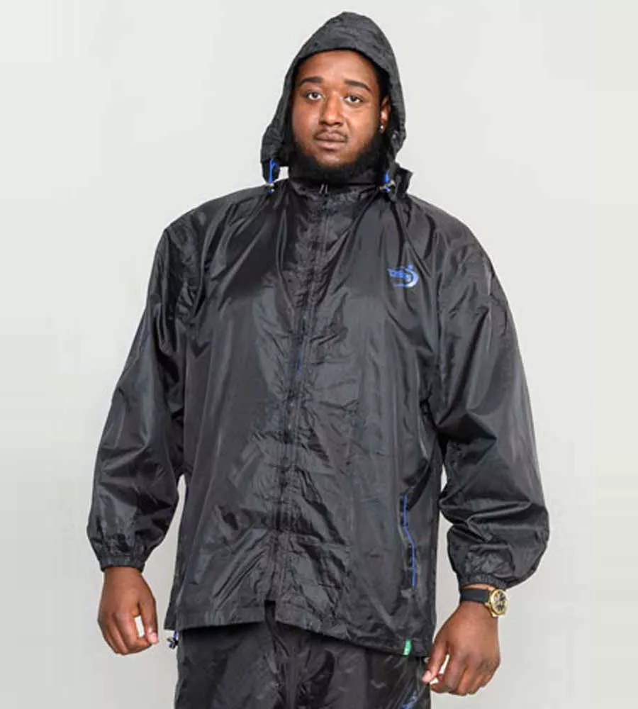 Packaway Weatherproof Rain Jacket for Big Men in Black (ZAC BLACK)