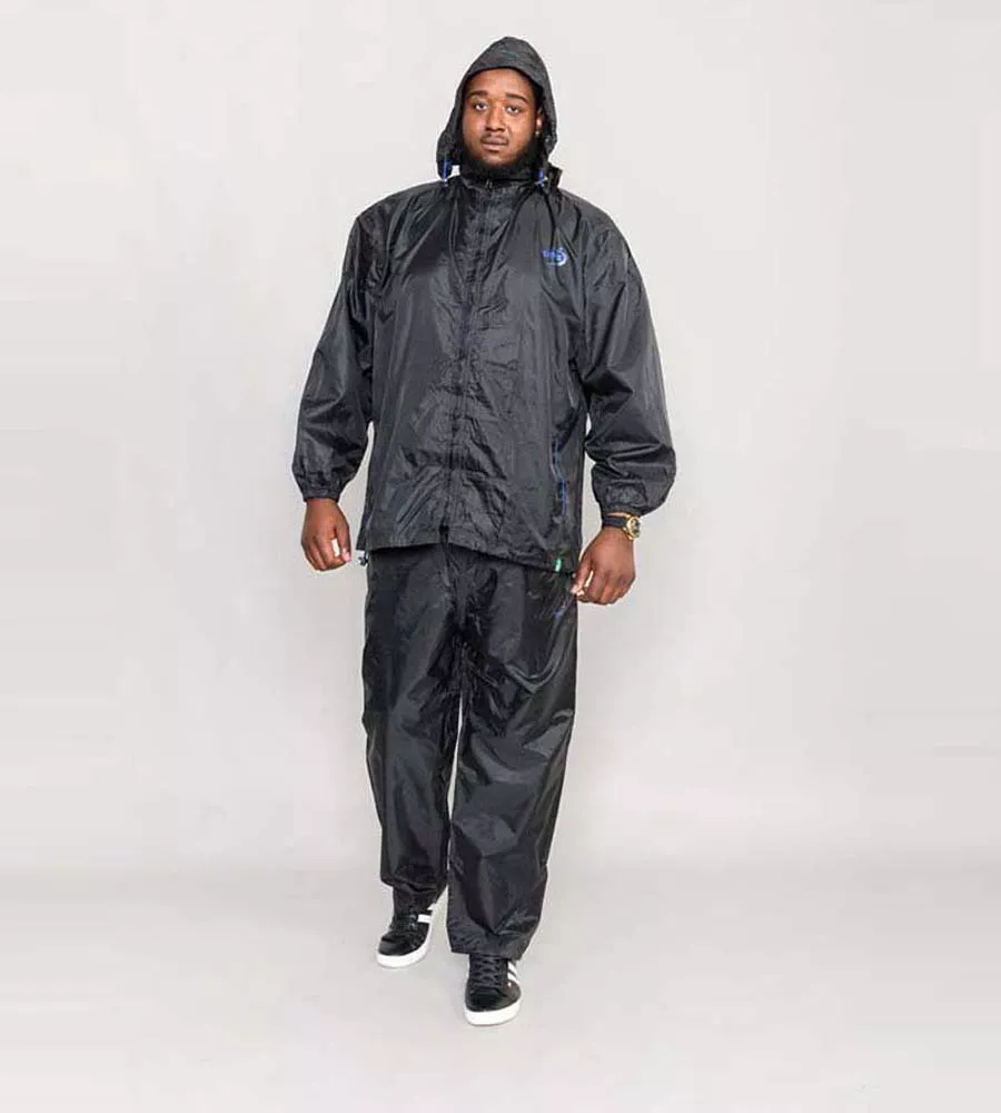 Packaway Weatherproof Rain Jacket for Big Men in Black (ZAC BLACK)