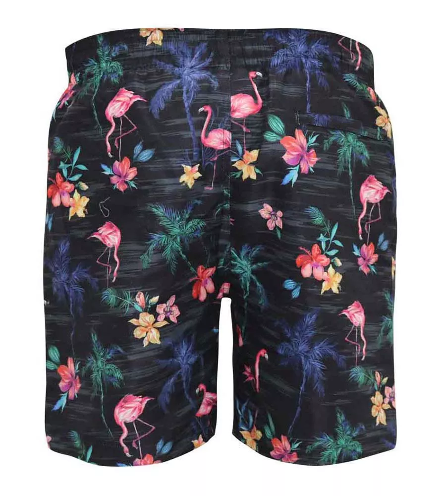 Big Mens Flamingo and Palm Tree Printed Swim Shorts (CAMPTON) by D555