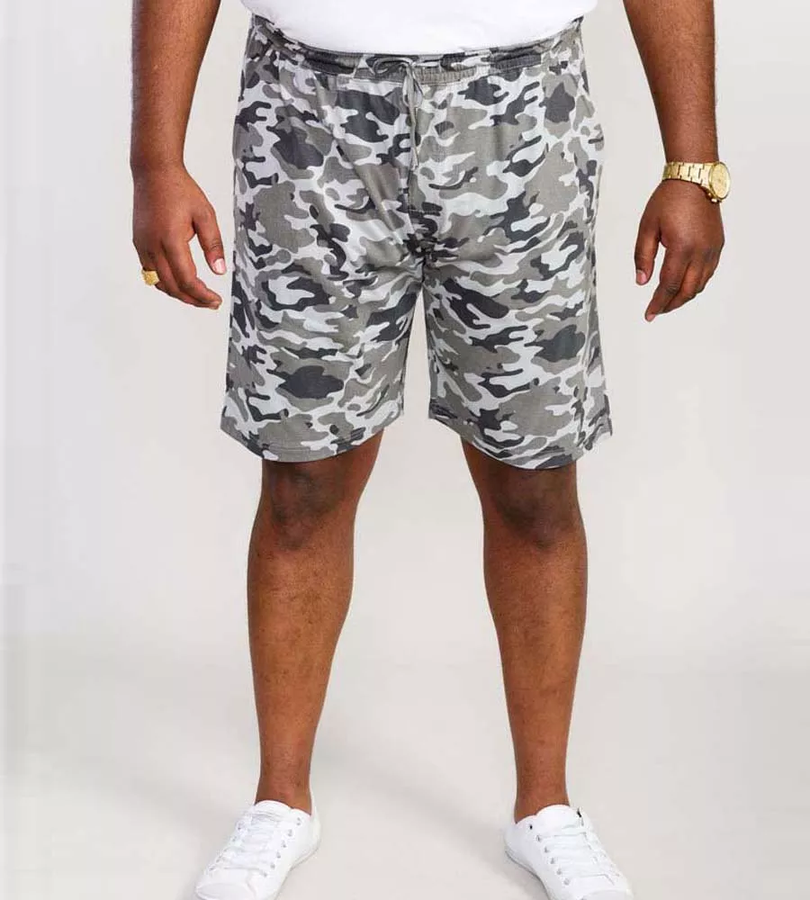 Big Mens Jersey Camouflage Shorts With Elasticated Waist (CARLTON) by D555