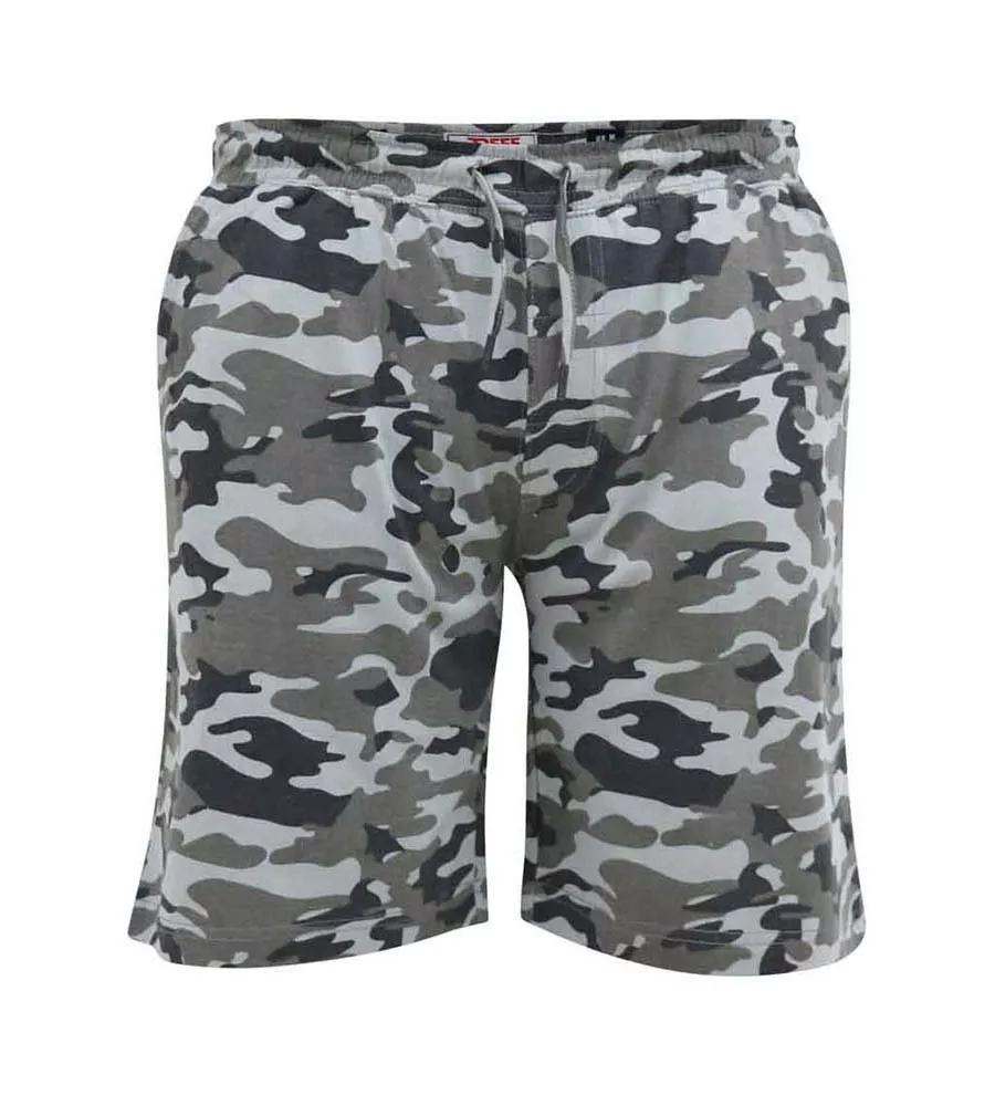 Big Mens Jersey Camouflage Shorts With Elasticated Waist (CARLTON) by D555