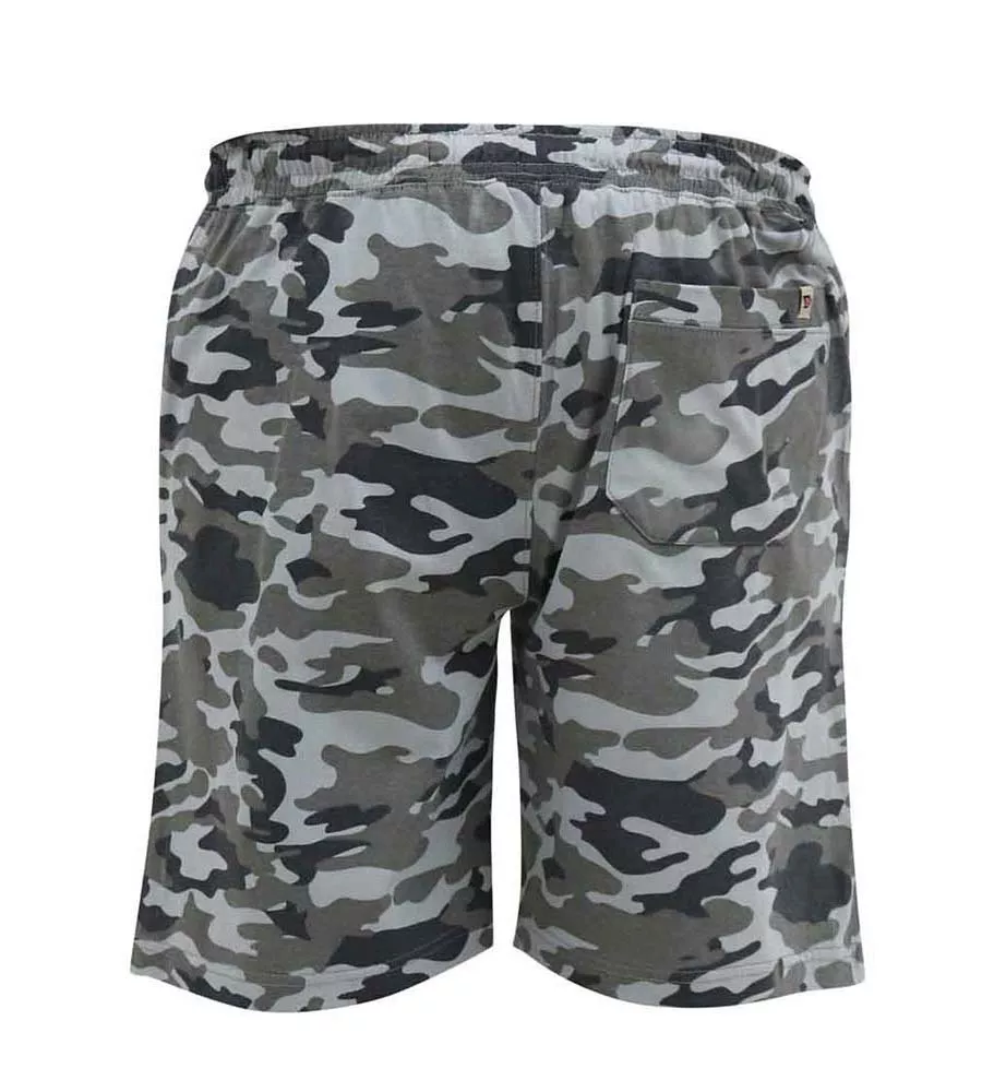 Big Mens Jersey Camouflage Shorts With Elasticated Waist (CARLTON) by D555