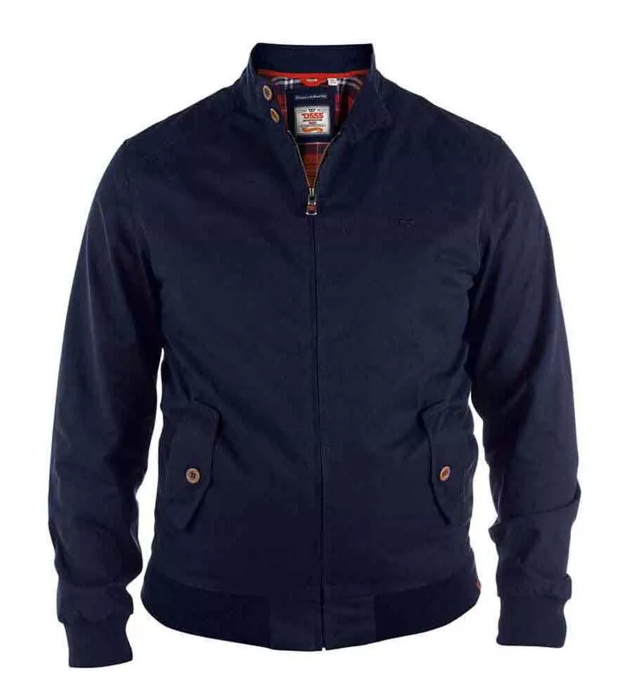 Navy Cotton Harrington Jacket for Big Men (WINDSOR NAVY)