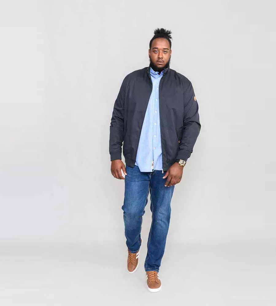 Navy Cotton Harrington Jacket for Big Men (WINDSOR NAVY)