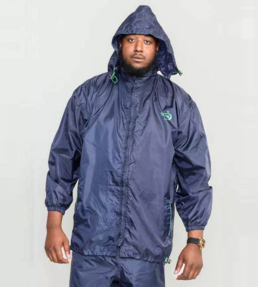 D555 Big Mens Navy Packaway Weatherproof Rain Jacket (ZAC NAVY)