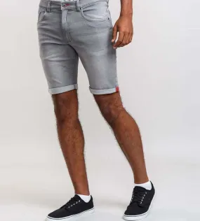 Grey Stretch Denim Shorts (GRIFFIN 2) for Men by D555