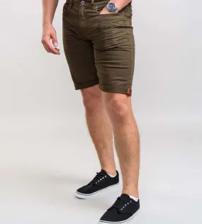 Mens Khaki Stretch Canvas Shorts (GILBERT 1) by D555