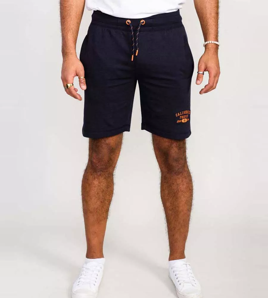 Mens Navy Shorts With Elasticated Waist and Loop Back (SUTTON 2) by D555