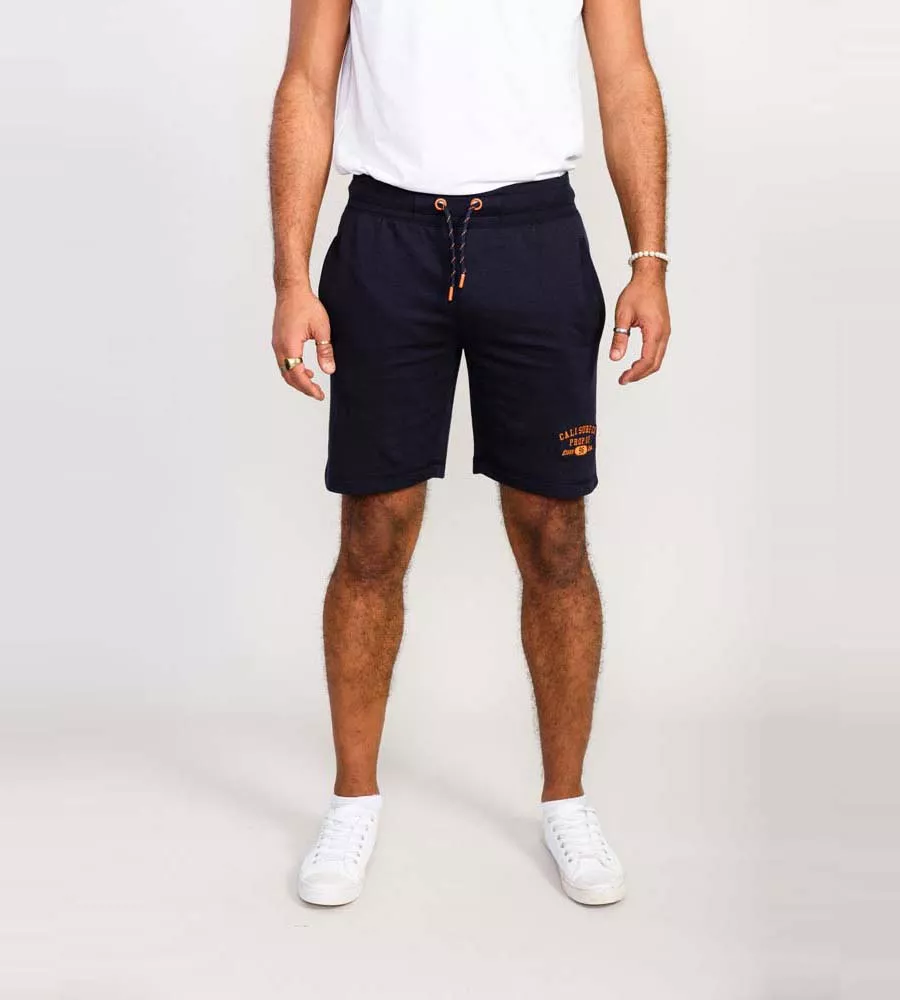 Mens Navy Shorts With Elasticated Waist and Loop Back (SUTTON 2) by D555