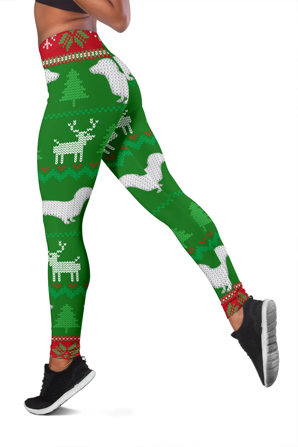 Dachshund Print Ugly Christmas Leggings